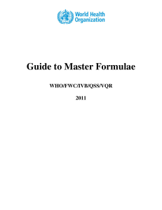 Guide to Master Formulae - World Health Organization