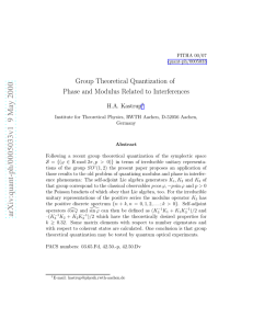 Group Theoretical Quantization of Phase and Modulus Related to