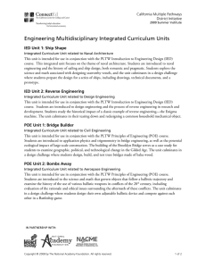Engineering Multidisciplinary Integrated Curriculum Units