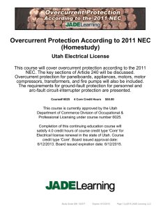 Overcurrent Protection According to 2011 NEC (Homestudy) Utah