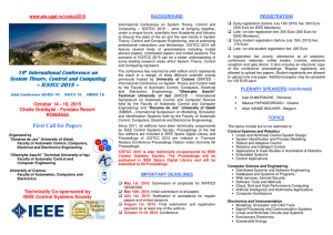 19 th International Conference on System Theo System Theory