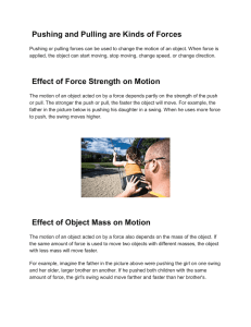 Pushing and Pulling are Kinds of Forces Effect of Force Strength on