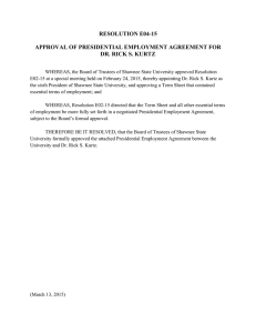 resolution e04-15 approval of presidential employment agreement