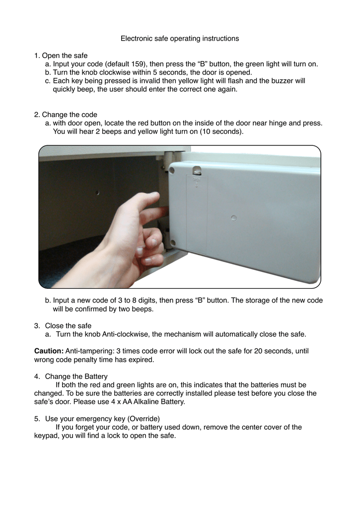 cosmo electronic safe manual