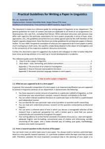 Practical Guidelines for Writing a Paper in Linguistics