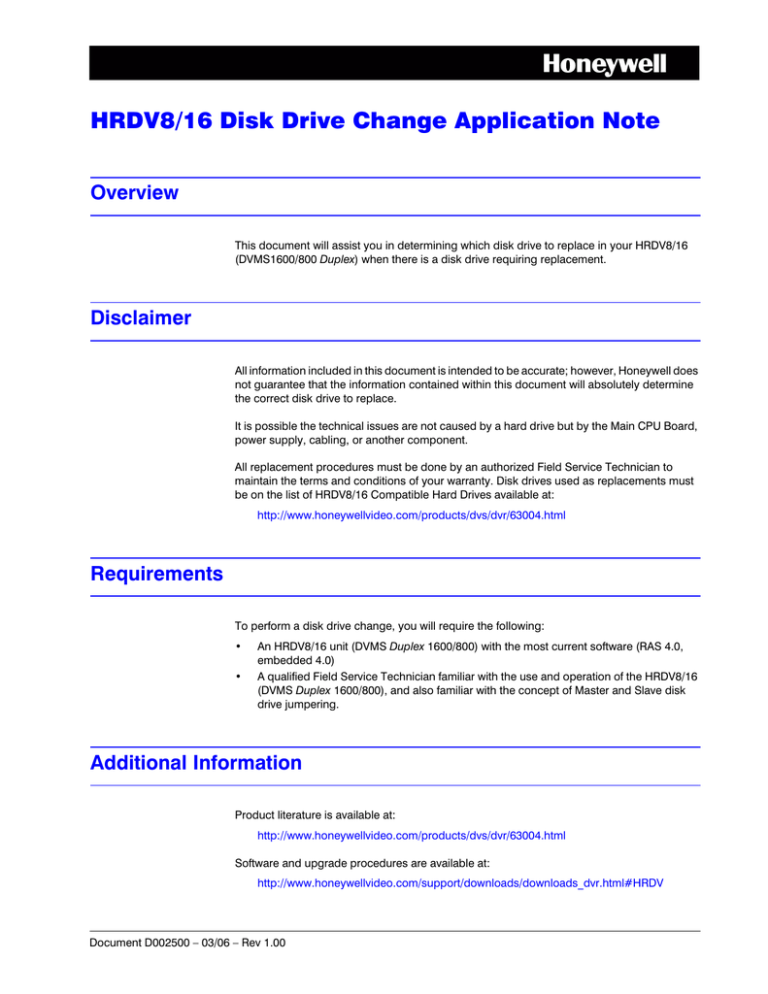 hrdv8-16-disk-drive-change-application-note