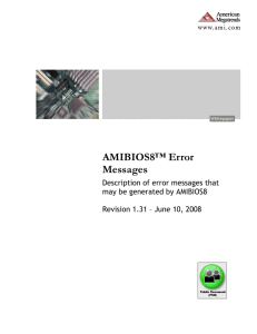 AMIBIOS Error Messages - American Megatrends Inc.