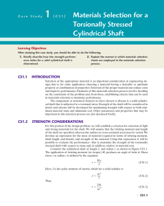 Materials Selection for a Torsionally Stressed Cylindrical Shaft