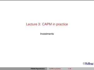 Lecture 3: CAPM in practice - Kellogg School of Management