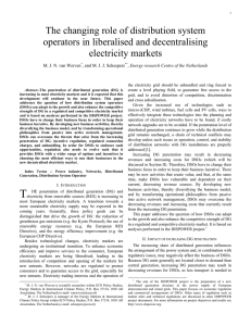 The changing role of distribution system operators in