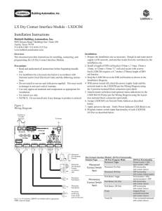 LX Dry Contact Interface Module - LXDCIM Installation Instructions