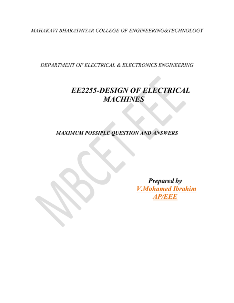 Ee2255-design Of Electrical Machines