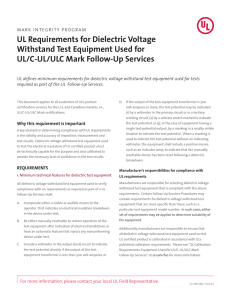 UL Requirements for Dielectric Voltage Withstand (Test
