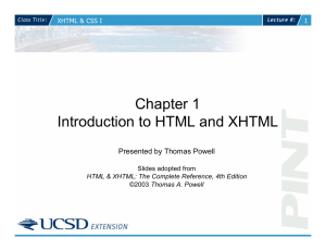 Chapter 1 Introduction to HTML and XHTML