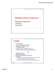 Michelson Morley Experiment Outline