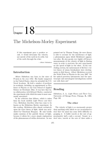 The Michelson-Morley Experiment