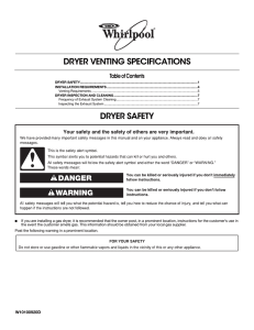 DRYER VENTING SPECIFICATIONS DRYER SAFETY
