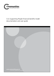 CLG Supporting People financial benefits model documentation and