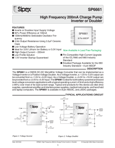 SP6661 High Frequency 200mA Charge Pump Inverter or Doubler