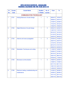 APEX HI-TECH INSTITUTE - BANGALORE TRAINING CALENDAR