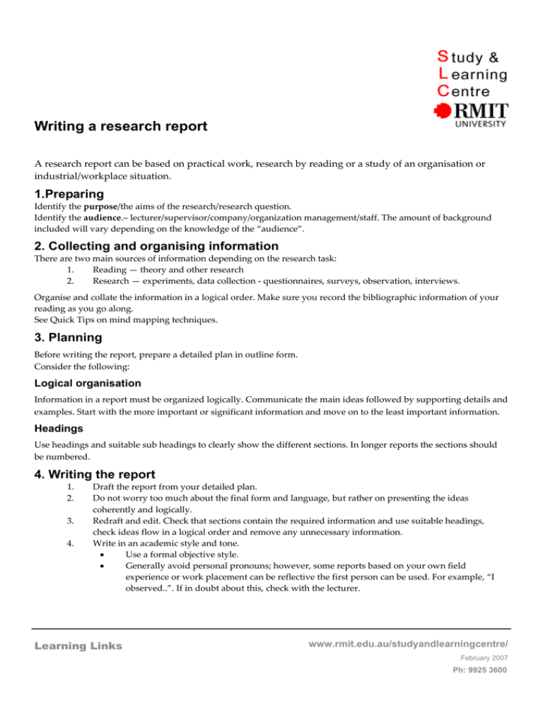 questions on research report writing