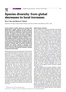 Species diversity: from global decreases to local increases