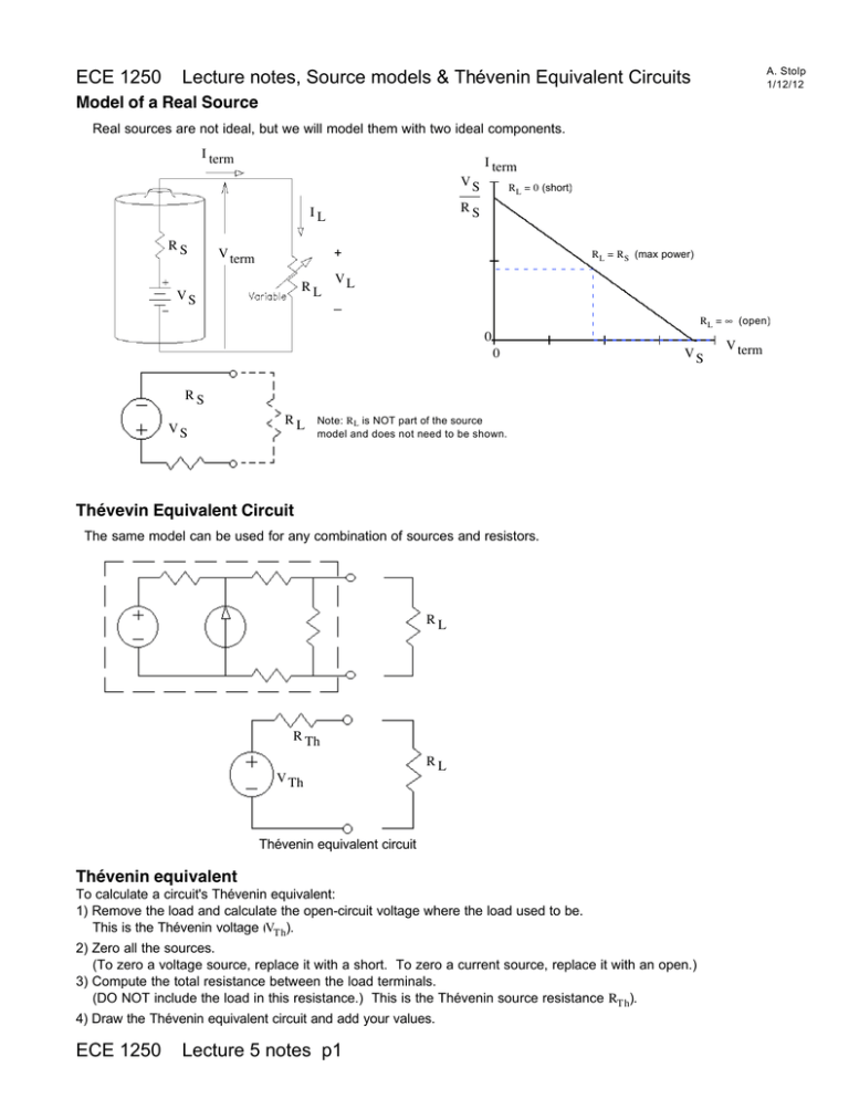 Source Models, Thevenin Equivalents, Max Power Transfer