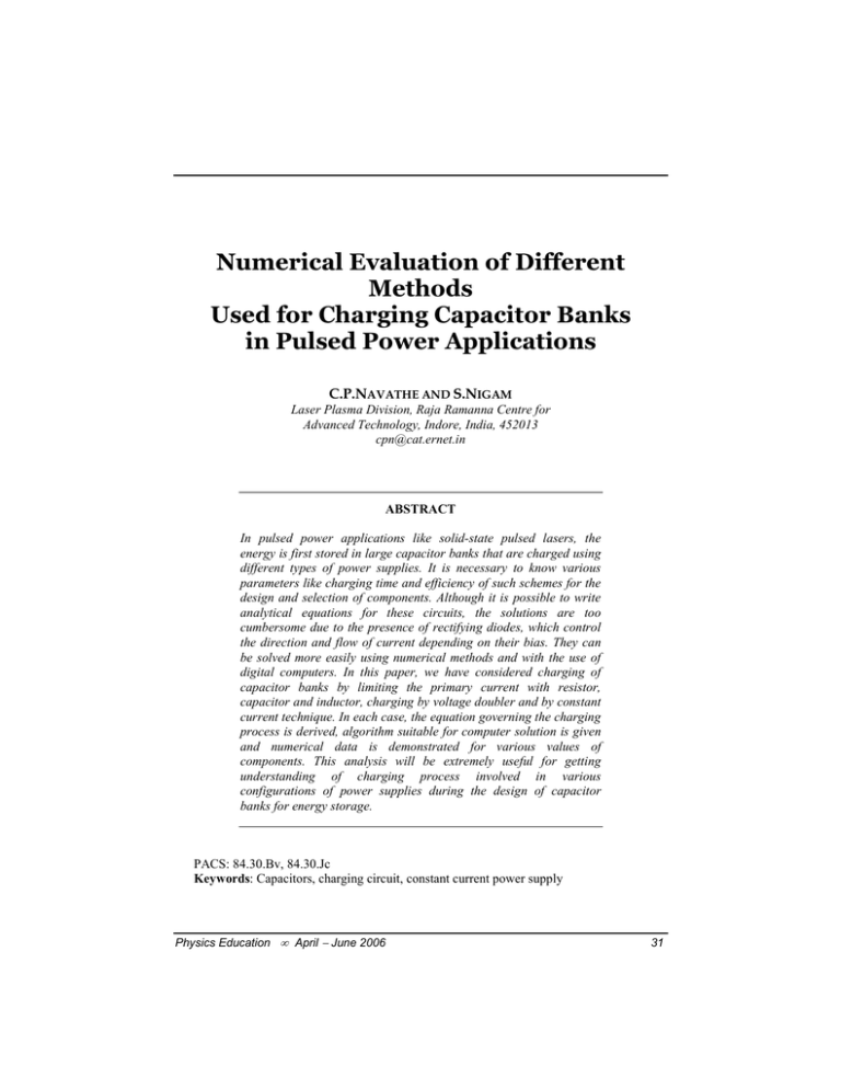 Numerical Evaluation of Different Methods Used for Charging