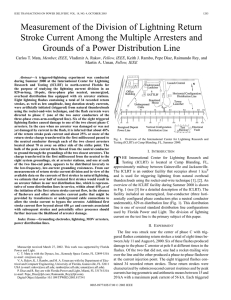 Measurement of the division of lightning return stroke current among