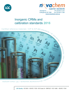 Inorganic CRMs and calibration standards 2016