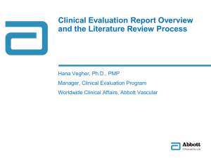 Clinical Evaluation Report Overview and the Literature Review