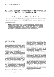 Cu-Al/Al O CERMET SYNTHESIZED BY REACTIVE BALL MILLING