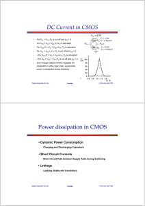 DC Current in CMOS Power dissipation in CMOS