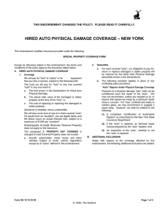 Hired Auto Physical Damage Coverage - New York
