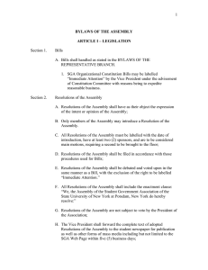1 BYLAWS OF THE ASSEMBLY ARTICLE I – LEGISLATION Section