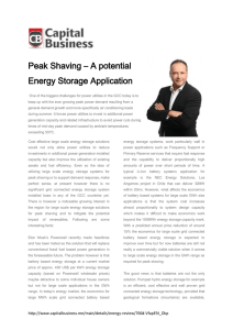 Peak Shaving – A potential Energy Storage Application
