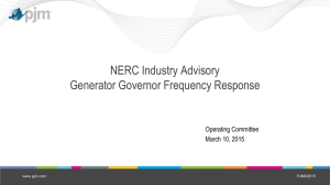 NERC Industry Advisory Generator Governor Frequency