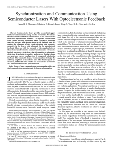 Synchronization and communication using semiconductor lasers
