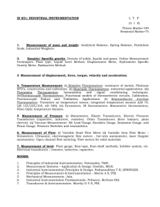 IE 851: INDUSTRIAL INSTRUMENTATION L  T   P (3 1 0) Theory