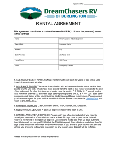 rental agreement - DreamChasers RV of Burlington