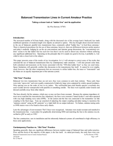 Balanced Transmission Lines in Current Amateur Practice