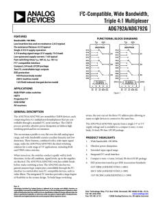 ADG792A/ADG792G I2C-Compatible, Wide Bandwidth, Triple 4:1