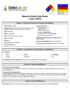 MSDS for Copper