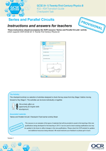 Series and parallel circuits - Checkpoint task instructions
