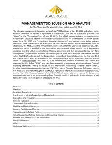 Management Discussion and Analysis