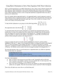 Using Matrix Elimination to Solve Three Equations With Three
