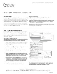 Specimen Labeling: Oral Fluid - Redwood Toxicology Laboratory