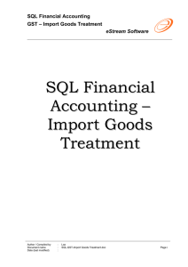 SQL Financial Accounting – Import Goods Treatment