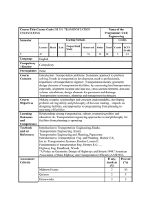 Course Title-Course Code: IM 351 TRANSPORTATION