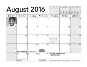 School Calendar - 2016-17